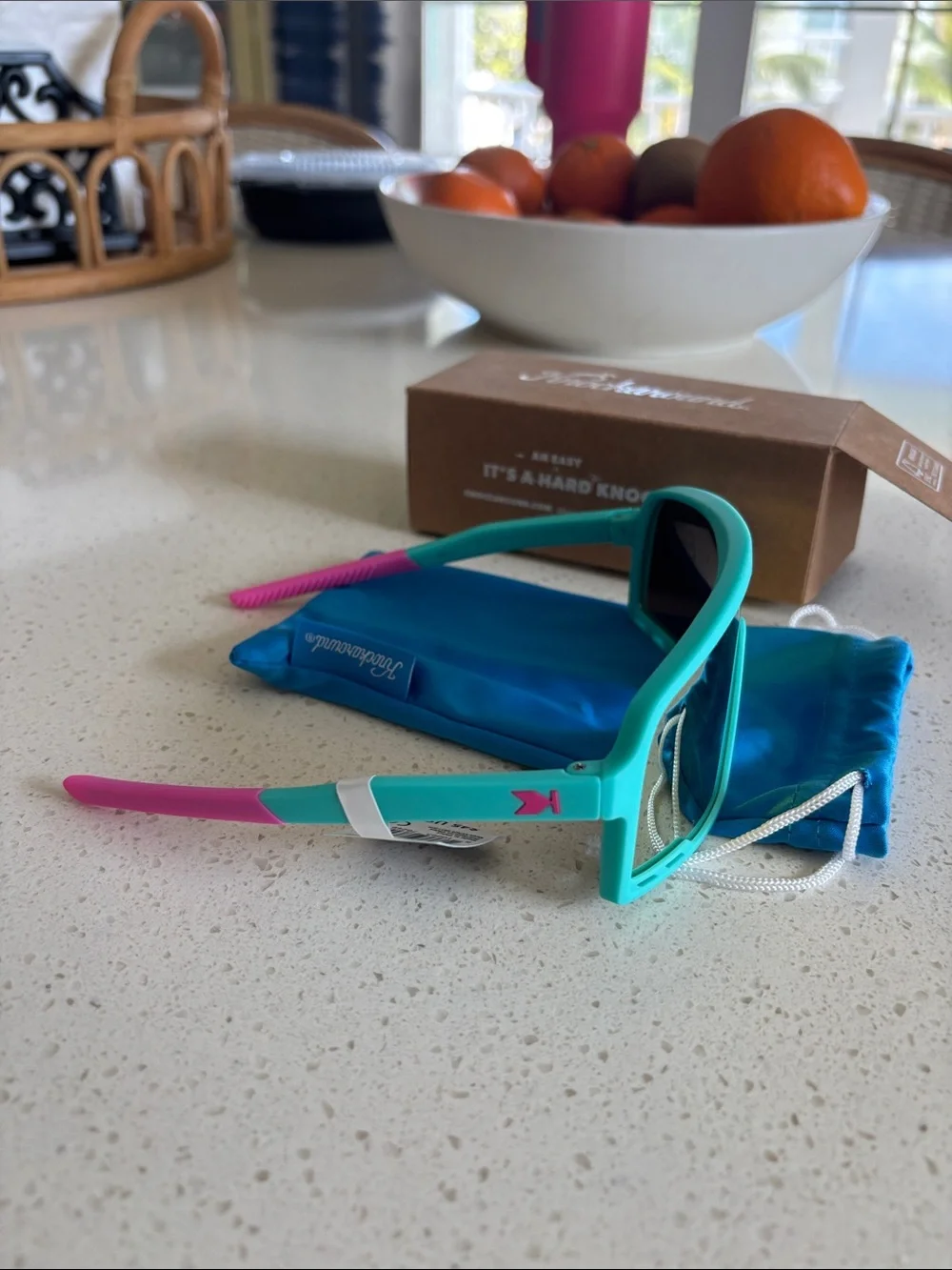 Knockaround Kids Campeone Turquoise and Pink Sport Sunglasses with Mirror Lens